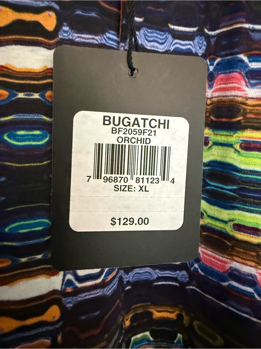 Bugatchi Men’s Multicolor Abstract Pattern Polo — Navy Base - Picture 4 of 4
